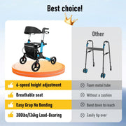 Darrahopens Health & Beauty > Health & Wellbeing > Mobility & Accessibility Foldable Aluminium Rollator Walker With Seat & Storage Bag, Adjustable Handles, 8" Wheels, Lightweight Walking Frame(66x60x93cm)