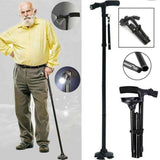 Darrahopens Health & Beauty > Health & Wellbeing > Mobility & Accessibility Folding Walking Stick Cane with Adjustable Height and LED Light Support