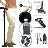 Darrahopens Health & Beauty > Health & Wellbeing > Mobility & Accessibility Folding Walking Stick Cane with Adjustable Height and LED Light Support