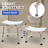 Darrahopens Health & Beauty > Health & Wellbeing > Mobility & Accessibility Shower Chair Stable Non-Slip Bath Seat 37-52cm Height Adjustable with Shower Holder and Armrest for Elderly Medical Disabled Safety Bathroom Max Load 100kg