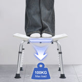 Darrahopens Health & Beauty > Health & Wellbeing > Mobility & Accessibility Shower Chair Stable Non-Slip Bath Seat 37-52cm Height Adjustable with Shower Holder and Armrest for Elderly Medical Disabled Safety Bathroom Max Load 100kg