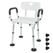 Darrahopens Health & Beauty > Health & Wellbeing > Mobility & Accessibility Shower Seat Bath Chair Adjustable Height Non-Slip Shower Bathtub Seat with Padded Arms Removable Back for Elderly Medical Disabled Safety Bathroom