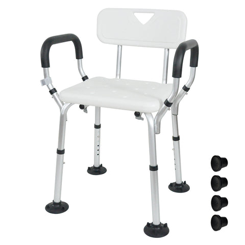 Darrahopens Health & Beauty > Health & Wellbeing > Mobility & Accessibility Shower Seat Bath Chair Adjustable Height Non-Slip Shower Bathtub Seat with Padded Arms Removable Back for Elderly Medical Disabled Safety Bathroom