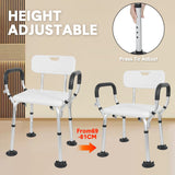 Darrahopens Health & Beauty > Health & Wellbeing > Mobility & Accessibility Shower Seat Bath Chair Adjustable Height Non-Slip Shower Bathtub Seat with Padded Arms Removable Back for Elderly Medical Disabled Safety Bathroom