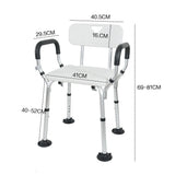 Darrahopens Health & Beauty > Health & Wellbeing > Mobility & Accessibility Shower Seat Bath Chair Adjustable Height Non-Slip Shower Bathtub Seat with Padded Arms Removable Back for Elderly Medical Disabled Safety Bathroom