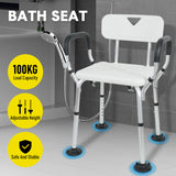 Darrahopens Health & Beauty > Health & Wellbeing > Mobility & Accessibility Shower Seat Bath Chair Adjustable Height Non-Slip Shower Bathtub Seat with Padded Arms Removable Back for Elderly Medical Disabled Safety Bathroom