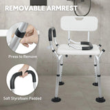 Darrahopens Health & Beauty > Health & Wellbeing > Mobility & Accessibility Shower Seat Bath Chair Adjustable Height Non-Slip Shower Bathtub Seat with Padded Arms Removable Back for Elderly Medical Disabled Safety Bathroom