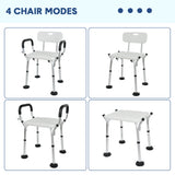 Darrahopens Health & Beauty > Health & Wellbeing > Mobility & Accessibility Shower Seat Bath Chair Adjustable Height Non-Slip Shower Bathtub Seat with Padded Arms Removable Back for Elderly Medical Disabled Safety Bathroom