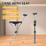 Darrahopens Health & Beauty > Health & Wellbeing > Mobility & Accessibility Stainless Steel Walking Stick with Seat Folding Cane Chair for Travel and Outdoor Use