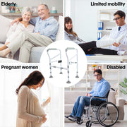 Darrahopens Health & Beauty > Health & Wellbeing > Mobility & Accessibility Toilet Frame Support Standing Disability Assist Aid Safety Grab Handle Rail Height and Width Adjustable For Elderly Disabled Max Load 150Kg