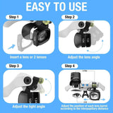 Darrahopens Health & Beauty > Health & Wellbeing > Monitoring & Testing Black binocular magnifying glasses, LED lights, hands-free magnifier, adjustable magnification, high-powered magnifier, Australia