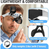 Darrahopens Health & Beauty > Health & Wellbeing > Monitoring & Testing Black binocular magnifying glasses, LED lights, hands-free magnifier, adjustable magnification, high-powered magnifier, Australia