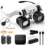 Darrahopens Health & Beauty > Health & Wellbeing > Monitoring & Testing Black binocular magnifying glasses, LED lights, hands-free magnifier, adjustable magnification, high-powered magnifier, Australia