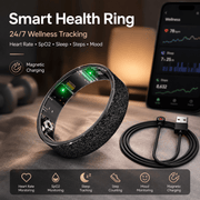 Darrahopens Health & Beauty > Health & Wellbeing > Monitoring & Testing Smart Ring Size 12 (Black) – Frosted Black Wellness Tracker with Heart Rate, Blood Oxygen, Sleep, Steps and Mood Monitoring, IP68 Waterproof USB Magnetic Charging Ring In Australia - Darrahopens