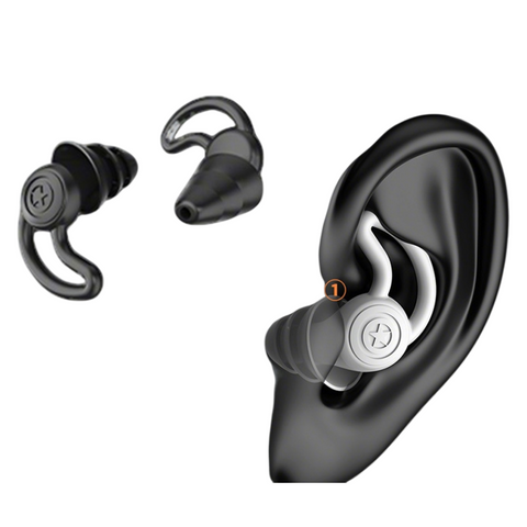 Darrahopens Health & Beauty > Health & Wellbeing > Protective Equipment 2-Pairs Black Noise Reduction Silicone Ear Plugs for Swimming, Sleep, and Study - Waterproof Reusable Sound Blocking Earplugs