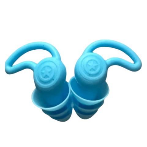 Darrahopens Health & Beauty > Health & Wellbeing > Protective Equipment 2-Pairs Blue Noise Reduction Silicone Ear Plugs for Swimming, Sleep, and Study - Waterproof Reusable Sound Blocking Earplugs