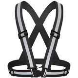 Darrahopens Health & Beauty > Health & Wellbeing > Protective Equipment Black Adjustable Reflective Safety Vest - High Visibility Elastic Straps for Night Running, Cycling & Construction, Lightweight Polyester Reflective Harness for Adults