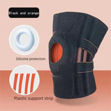 Darrahopens Health & Beauty > Health & Wellbeing > Protective Equipment Black and orange Adjustable Open Patella Knee Brace with Spring Support and Compression Straps for Basketball Squats and Running Joint Protection for Local Athletes
