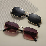 Darrahopens Health & Beauty > Health & Wellbeing > Protective Equipment Black Frame and Black Grey Lenses Modern Retro Geometric Sunglasses - Chic Metal Frame with UV400 Lenses and Black PU Leather Protective Case