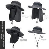Darrahopens Health & Beauty > Health & Wellbeing > Protective Equipment Black Outdoor Summer Sun Protection Hat with UV Protection Breathable Wide Brim Fisherman Cap for Hiking Cycling Fishing