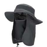 Darrahopens Health & Beauty > Health & Wellbeing > Protective Equipment Dark Grey Outdoor Summer Sun Protection Hat with UV Protection Breathable Wide Brim Fisherman Cap for Hiking Cycling Fishing