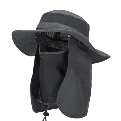 Darrahopens Health & Beauty > Health & Wellbeing > Protective Equipment Dark Grey Outdoor Summer Sun Protection Hat with UV Protection Breathable Wide Brim Fisherman Cap for Hiking Cycling Fishing