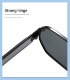 Darrahopens Health & Beauty > Health & Wellbeing > Protective Equipment Gold Frame and Black Grey Lenses Modern Retro Geometric Sunglasses - Chic Metal Frame with UV400 Lenses and Black PU Leather Protective Case