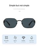 Darrahopens Health & Beauty > Health & Wellbeing > Protective Equipment Gold Frame and Grey Lenses Modern Retro Geometric Sunglasses - Chic Metal Frame with UV400 Lenses and Black PU Leather Protective Case