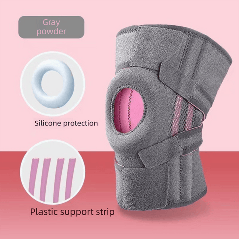 Darrahopens Health & Beauty > Health & Wellbeing > Protective Equipment Grayish pink Adjustable Open Patella Knee Brace with Spring Support and Compression Straps for Basketball Squats and Running Joint Protection for Local Athletes