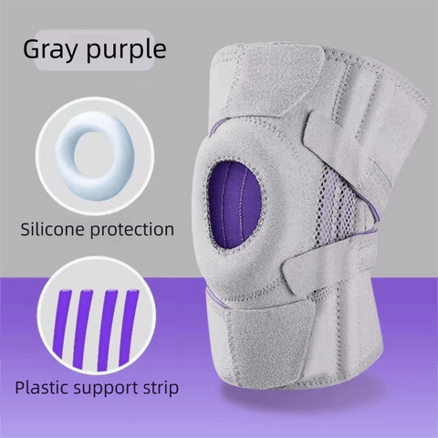 Darrahopens Health & Beauty > Health & Wellbeing > Protective Equipment Grayish purple Adjustable Open Patella Knee Brace with Spring Support and Compression Straps for Basketball Squats and Running Joint Protection for Local Athletes