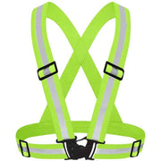 Darrahopens Health & Beauty > Health & Wellbeing > Protective Equipment Green Adjustable Reflective Safety Vest - High Visibility Elastic Straps for Night Running, Cycling & Construction, Lightweight Polyester Reflective Harness for Adults