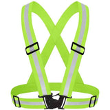 Darrahopens Health & Beauty > Health & Wellbeing > Protective Equipment Green Adjustable Reflective Safety Vest - High Visibility Elastic Straps for Night Running, Cycling & Construction, Lightweight Polyester Reflective Harness for Adults