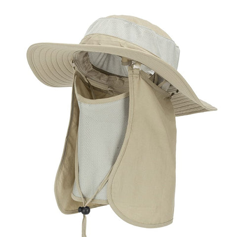 Darrahopens Health & Beauty > Health & Wellbeing > Protective Equipment Khaki Outdoor Summer Sun Protection Hat with UV Protection Breathable Wide Brim Fisherman Cap for Hiking Cycling Fishing