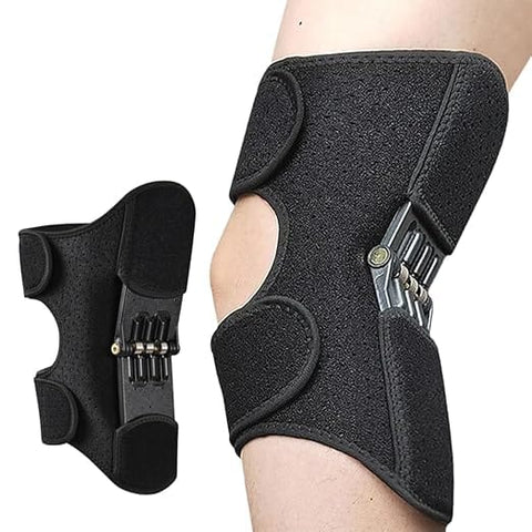 Darrahopens Health & Beauty > Health & Wellbeing > Protective Equipment Knee Assistive Brace with Carbon Steel Spring Support – Breathable Perforated Sleeve, Adjustable Straps, Joint Stabilization & Pain Relief for Walking, Running, Hiking, Rehabilitation; Unisex Design for Men & Women (Black)