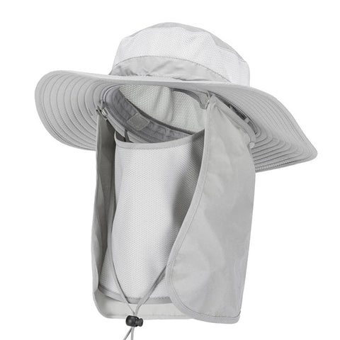 Darrahopens Health & Beauty > Health & Wellbeing > Protective Equipment Light Grey Outdoor Summer Sun Protection Hat with UV Protection Breathable Wide Brim Fisherman Cap for Hiking Cycling Fishing