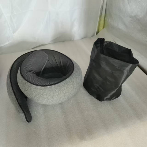 Darrahopens Health & Beauty > Health & Wellbeing > Protective Equipment Memory Foam Travel Neck Pillow 360 Support Adjustable Snail Shape Chin Rest for Long Haul Flights Car & Office Portable with Storage Bag (Grey)