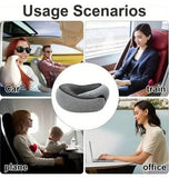 Darrahopens Health & Beauty > Health & Wellbeing > Protective Equipment Memory Foam Travel Neck Pillow 360 Support Adjustable Snail Shape Chin Rest for Long Haul Flights Car & Office Portable with Storage Bag (Navy Blue)