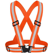 Darrahopens Health & Beauty > Health & Wellbeing > Protective Equipment Orange Adjustable Reflective Safety Vest - High Visibility Elastic Straps for Night Running, Cycling & Construction, Lightweight Polyester Reflective Harness for Adults