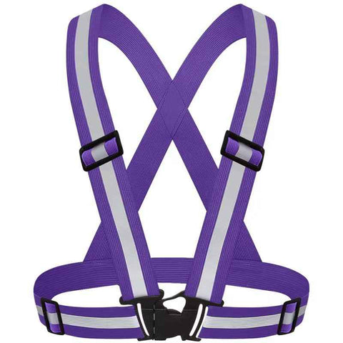 Darrahopens Health & Beauty > Health & Wellbeing > Protective Equipment Purple Adjustable Reflective Safety Vest - High Visibility Elastic Straps for Night Running, Cycling & Construction, Lightweight Polyester Reflective Harness for Adults