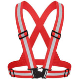 Darrahopens Health & Beauty > Health & Wellbeing > Protective Equipment Red Adjustable Reflective Safety Vest - High Visibility Elastic Straps for Night Running, Cycling & Construction, Lightweight Polyester Reflective Harness for Adults