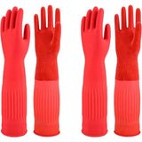 Darrahopens Health & Beauty > Health & Wellbeing > Protective Equipment Rubber Dishwashing Cleaning Gloves (2-Pair) - Reusable, Waterproof with Extra-Long Cuff & Anti-Slip Design for Household & Kitchen Use - L