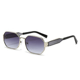 Darrahopens Health & Beauty > Health & Wellbeing > Protective Equipment Silver Frame and Grey Lenses Modern Retro Geometric Sunglasses - Chic Metal Frame with UV400 Lenses and Black PU Leather Protective Case