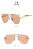 Darrahopens Health & Beauty > Health & Wellbeing > Protective Equipment Style C2 Gold Frame Orange Lenses Chic Oversized Aviator Sunglasses - Retro Metal Frame with UV400 Protection for Women