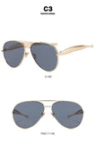 Darrahopens Health & Beauty > Health & Wellbeing > Protective Equipment Style C3 Gold Frame Grey Lenses Chic Oversized Aviator Sunglasses - Retro Metal Frame with UV400 Protection for Women