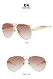 Darrahopens Health & Beauty > Health & Wellbeing > Protective Equipment Style C4 Gold Frame Brown Lenses Chic Oversized Aviator Sunglasses - Retro Metal Frame with UV400 Protection for Women
