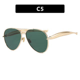 Darrahopens Health & Beauty > Health & Wellbeing > Protective Equipment Style C5 Gold Frame Green Lenses Chic Oversized Aviator Sunglasses - Retro Metal Frame with UV400 Protection for Women