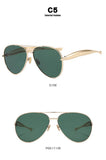 Darrahopens Health & Beauty > Health & Wellbeing > Protective Equipment Style C5 Gold Frame Green Lenses Chic Oversized Aviator Sunglasses - Retro Metal Frame with UV400 Protection for Women