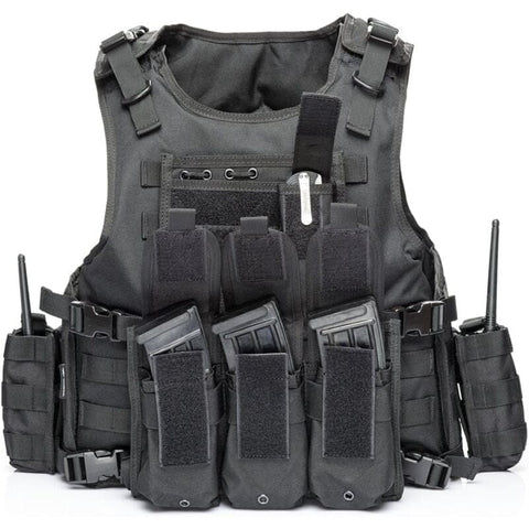 Darrahopens Health & Beauty > Health & Wellbeing > Protective Equipment Tactical Vest, Adjustable Plate Carrier for Army, Police, Black