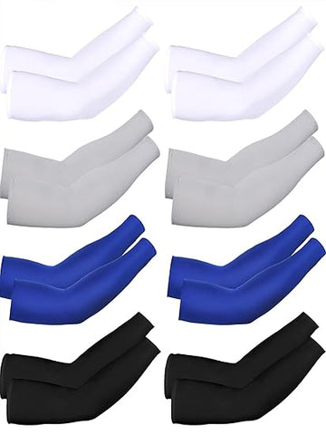 Darrahopens Health & Beauty > Health & Wellbeing > Protective Equipment UV Protective Arm Warmers Unisex 8-Pack Cooling Ice Silk White Black Gray Blue