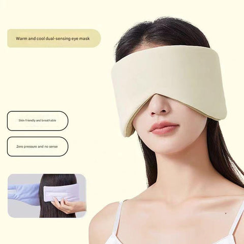 Darrahopens Health & Beauty > Health & Wellbeing > Sleeping Aids Beige Reversible All-Season Sleep Mask - Cooling & Warming with Sound Muffling Ear Covers Function